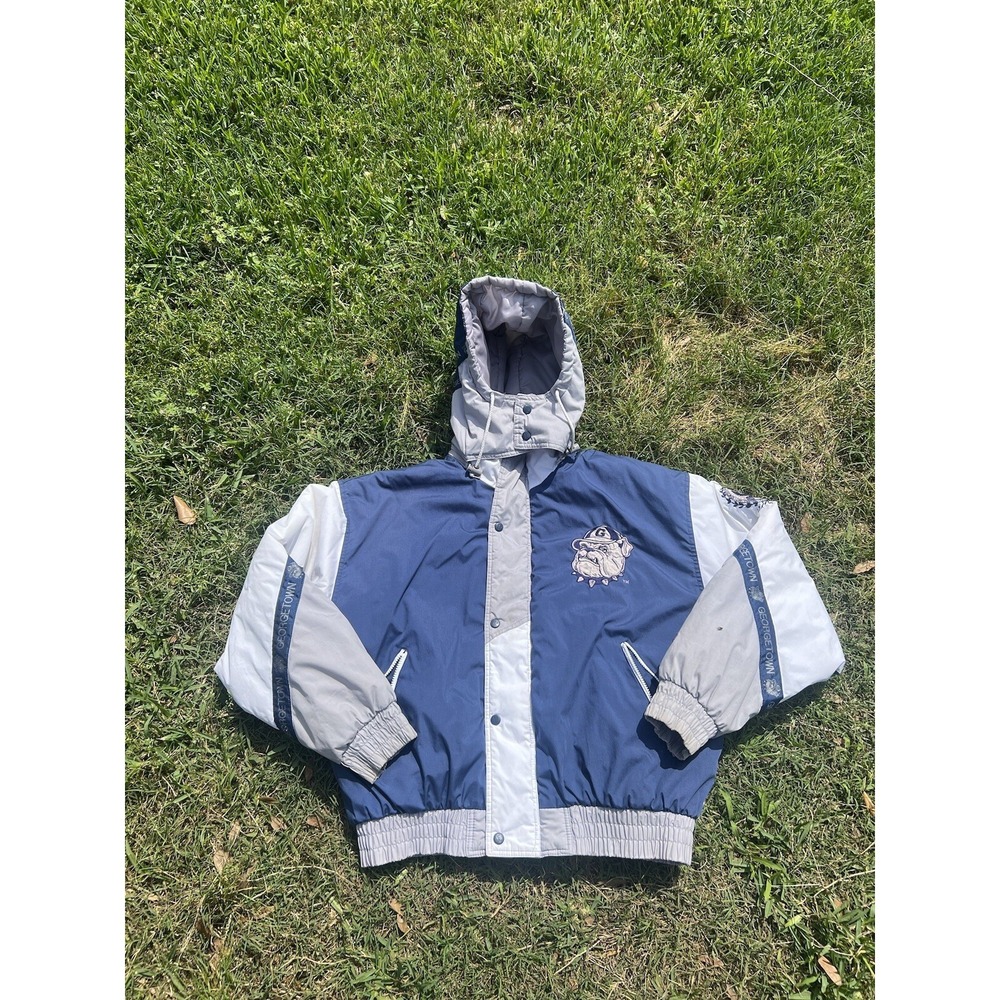 Vintage Pro Player Georgetown Hoyas Jacket Sz L 1990s Full Zip Hooded Puffer